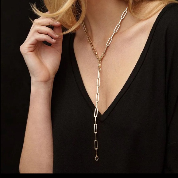 Gold Paperclip Chains Link Cable Chain Necklace Oval Gold 23 4/8" long. - Picture 4 of 11